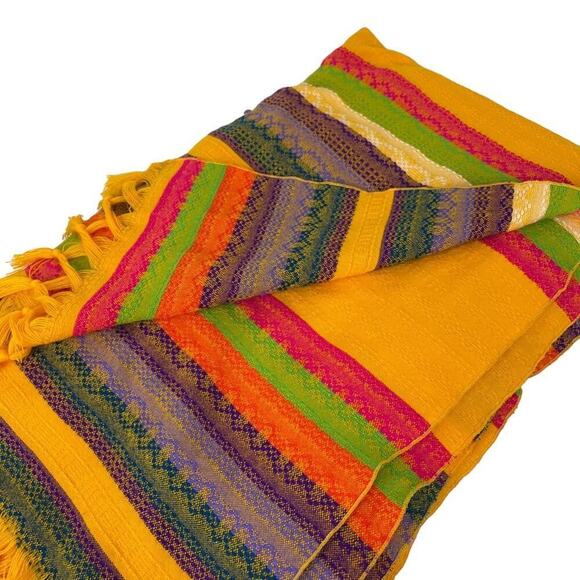 Ethnic Throw Boho Blanket Fringe Tassel Edge Multi Stripe Knit Accent Throw - Picture 12 of 13